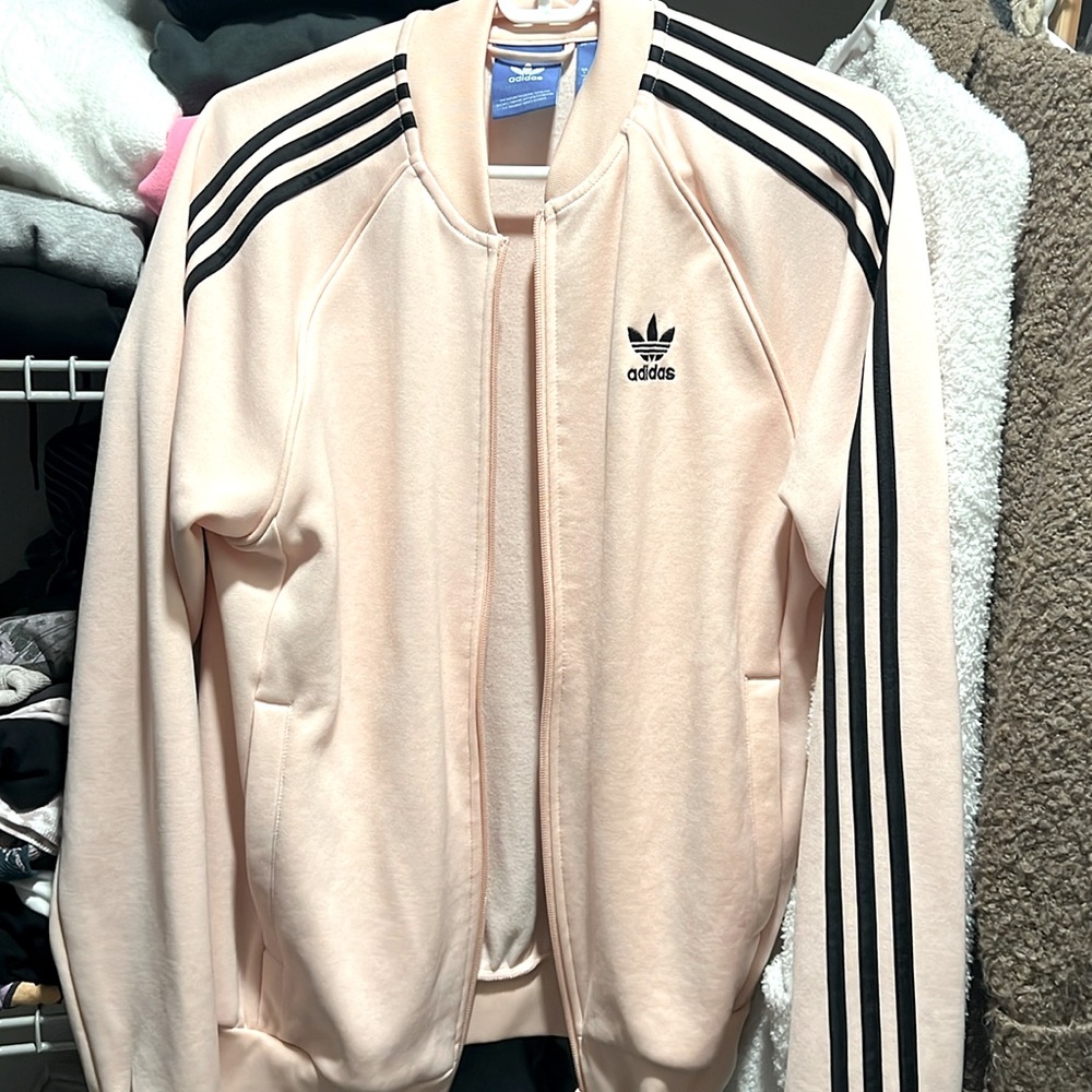 Adidas light pink track suit jacket sz small